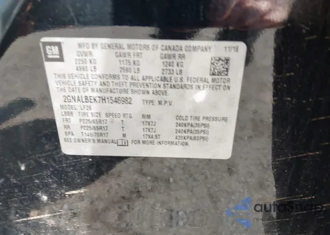 2017 Chevrolet Equinox Ls z USA, uszkodzony, nr VIN 2GNALBEK7H1546982